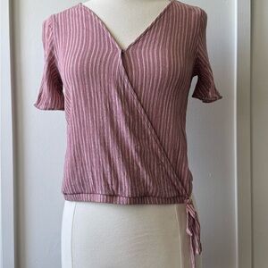 Pink Rose Wrap Blouse‎ Top